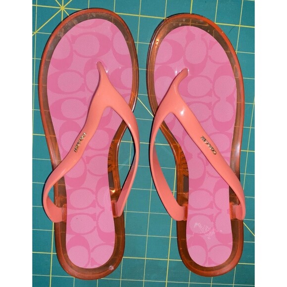 New - Women’s Coach Nisa Pink Lemonade Jelly Sandals Size 9 - Picture 1 of 12